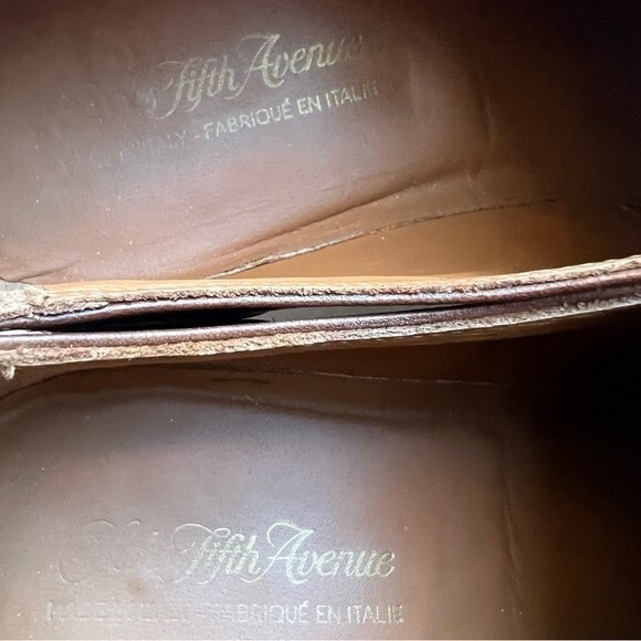 Saks Fifth Avenue Brown Italian Leather Cap Toe Lace Up Oxford Shoes Men’s12 M - Picture 11 of 15